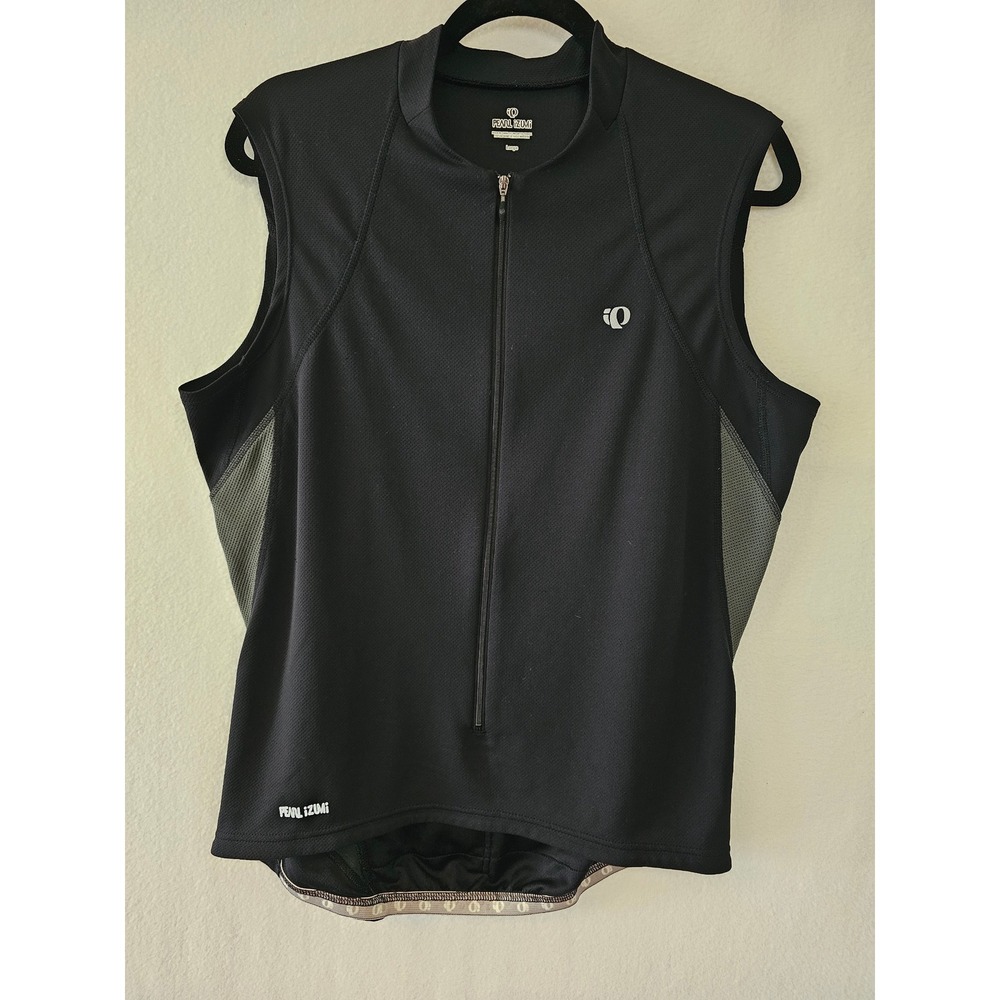 Pearl Izumi Mens Cycling Vest Black Sleeveless Jersey Partial Zip Mesh Large